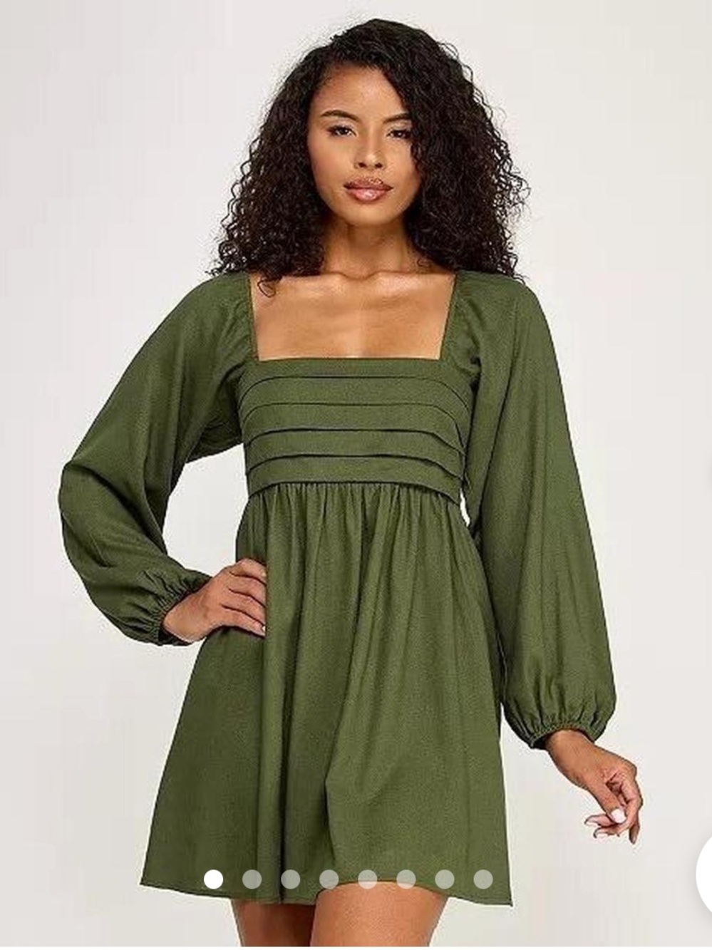 City Studio NWT Women’s Olive Green Long-sleeve Babydoll Dress Size XS
